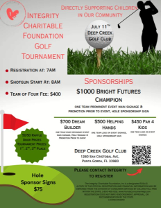 Integrity Charitable Foundation Seeks Sponsors for Golf Event