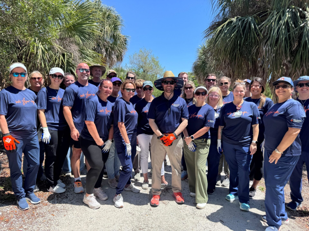 Colleagues from HCA Florida Sarasota Doctors Hospital come together during a Venice cleanup project. -COURTESY PHOTO