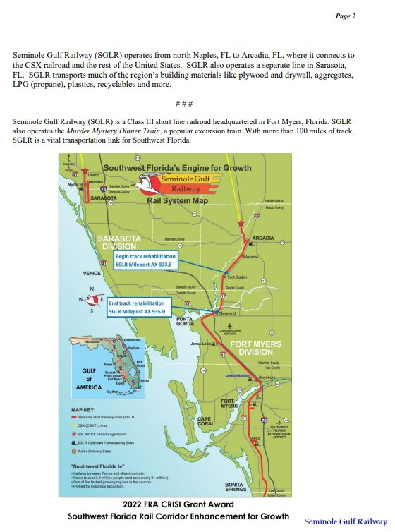 Seminole Gulf Railway Upgrades Rail Line in Southwest Florida