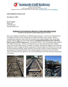 Seminole Gulf Railway Upgrades Rail Line in Southwest Florida